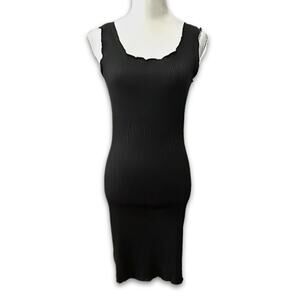 Vero Moda Classic Midi Dress Ribbed Scoop Neck Sleeveless Black Women's M NWOT